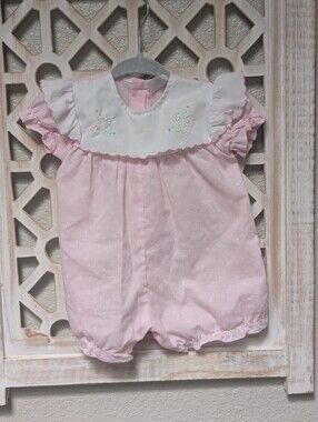 Vintage Cradle Togs romper girls 0-6 mos pink